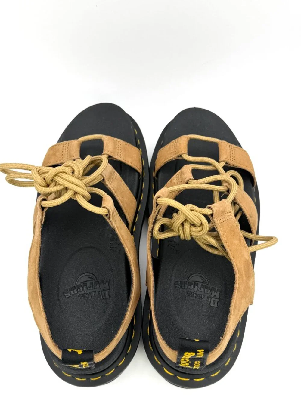 Dr. Martens Nartilla Women's Savannah Tan Suede Lace-Up Gladiator Sandals US 8 M